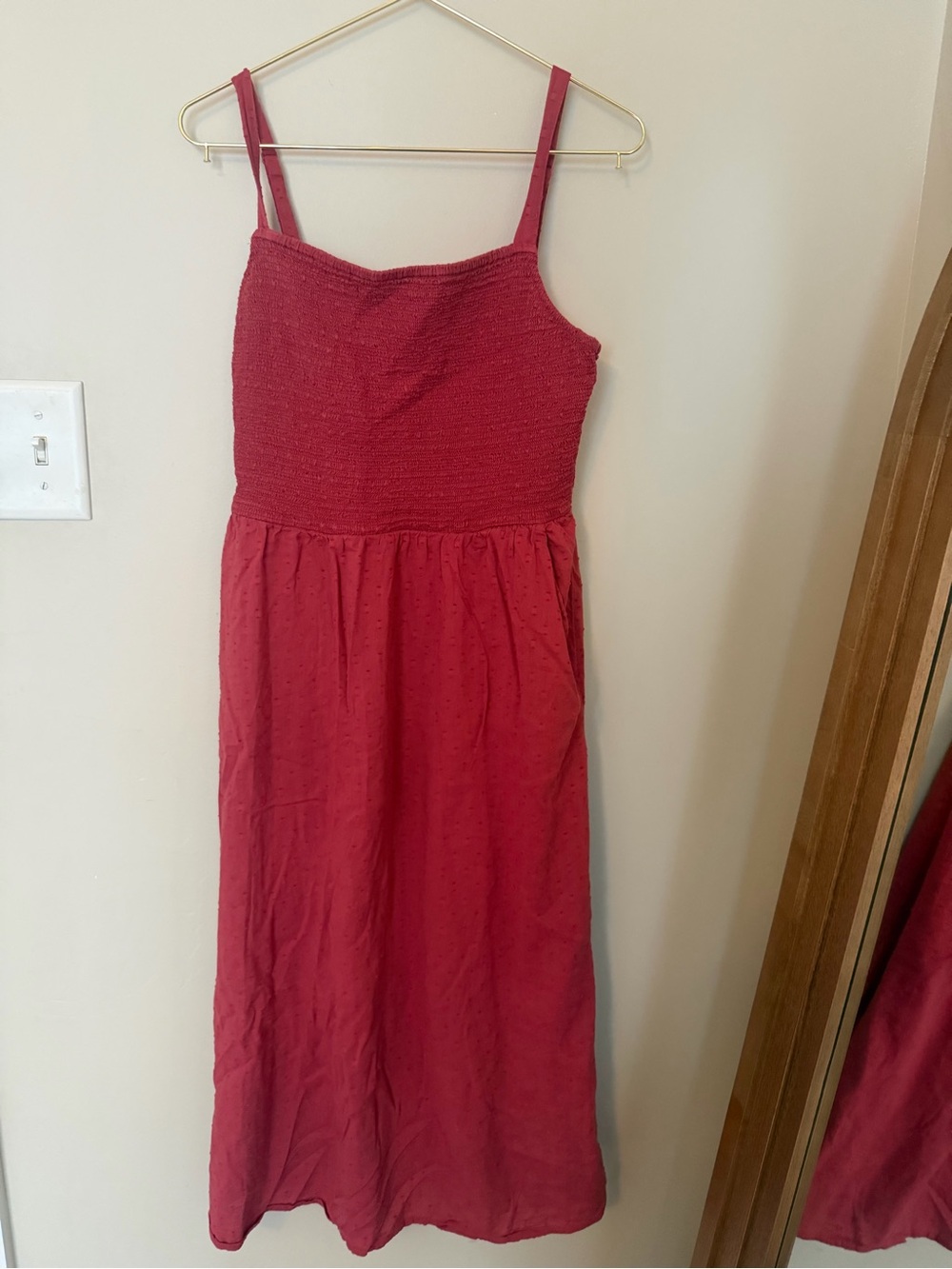 Old Navy Red Smocked Maxi Dress with Spaghetti Straps